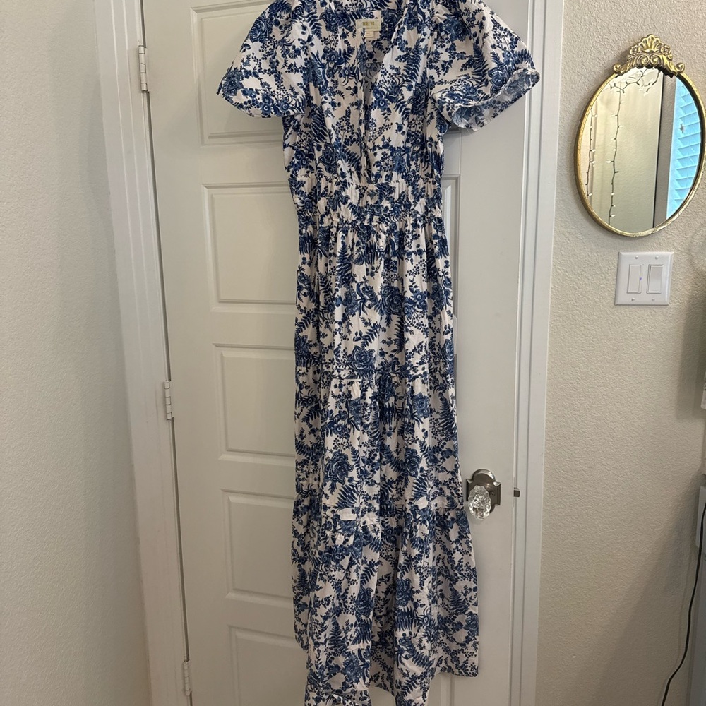 Floral Blue and White Maxi Dress